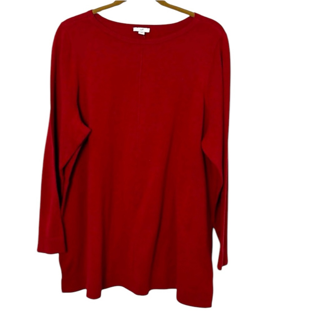 New NWT J.jill scarlet red long sleeve top size XL cotton blend round neck